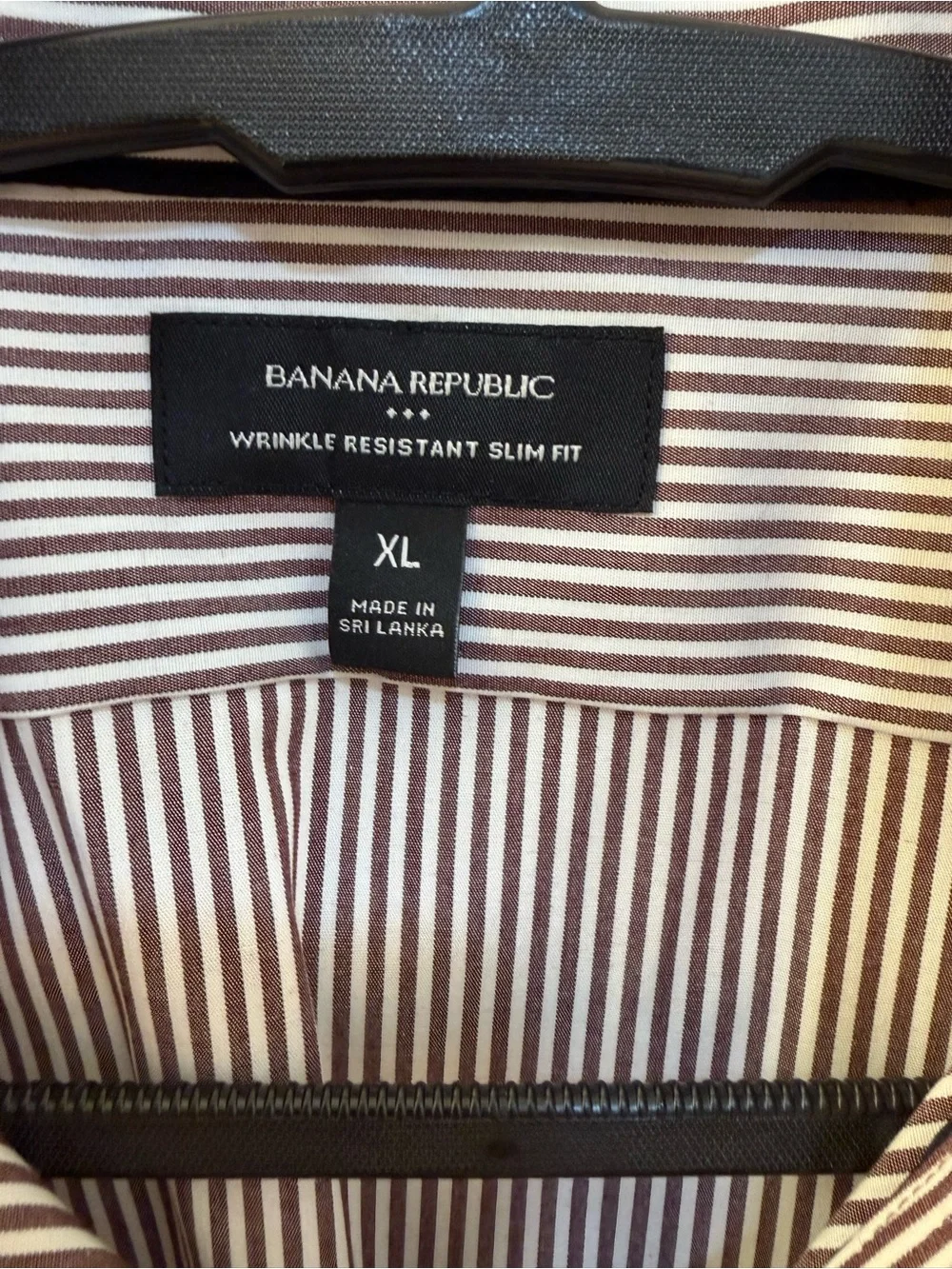 Banana Republic Men's Slim Stripe Dress Shirt - Brown & White
